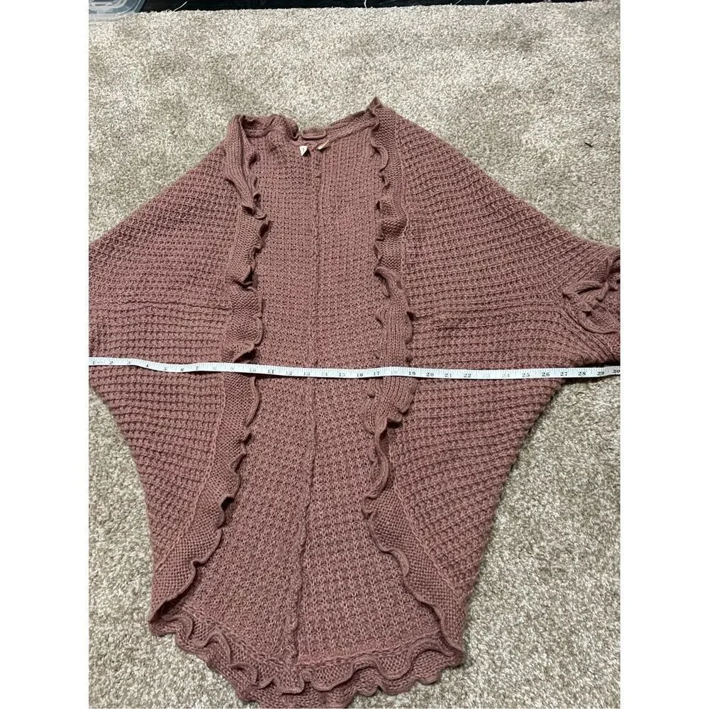 Anthropologie moth cardigan sweater scalloped edge waffle knit boho size S